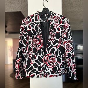 Jones Wear Stretch Women's Blazer Rose Floral Pattern Jacket Blazer Size 16